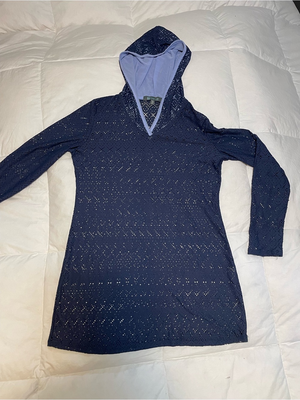 Navy Title Nine Swim Coverup Sz S Lined Hood
